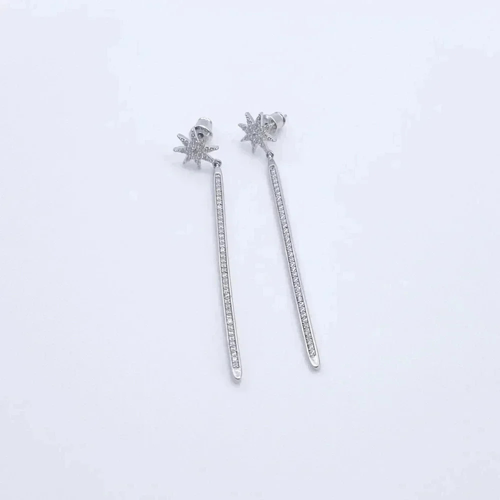 LONG Dangle Earrings with star studs